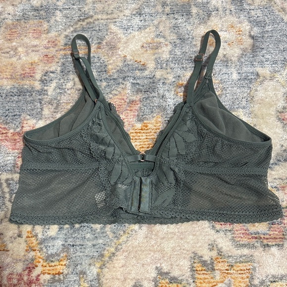 Aerie Real Good Lace Bralette Women’s Medium Green Wireless Crop Top - Picture 3 of 6